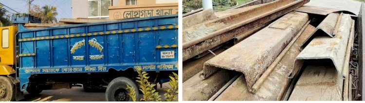 নড়াইলে পুলিশের হাতে রেল প্রজেক্টের চোরাই মালামালের ট্রাকসহ আটক ১