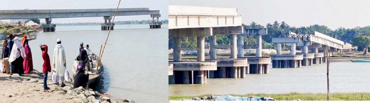 নড়াইলের নবগঙ্গা নদীর ওপর কচ্ছপ গতিতে চলছে সেতুর নির্মাণের কাজ
