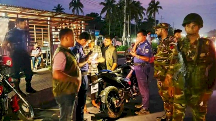 নড়াইল যৌথবাহিনীর অস্থায়ী চেকপোস্টে বিশেষ  অভিযানে বিপুল পরিমাণ  মোটরসাইকেল জব্দ