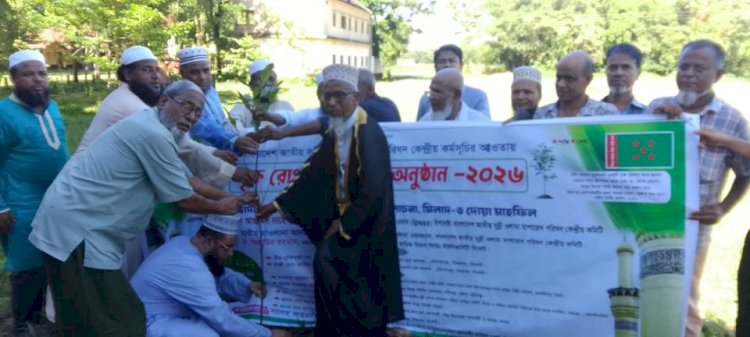বিশ্বনাথে জাতীয় সুন্নী ওলামা মাশায়েখ পরিষদের বৃক্ষরোপণ ও চারা বিতরণ
