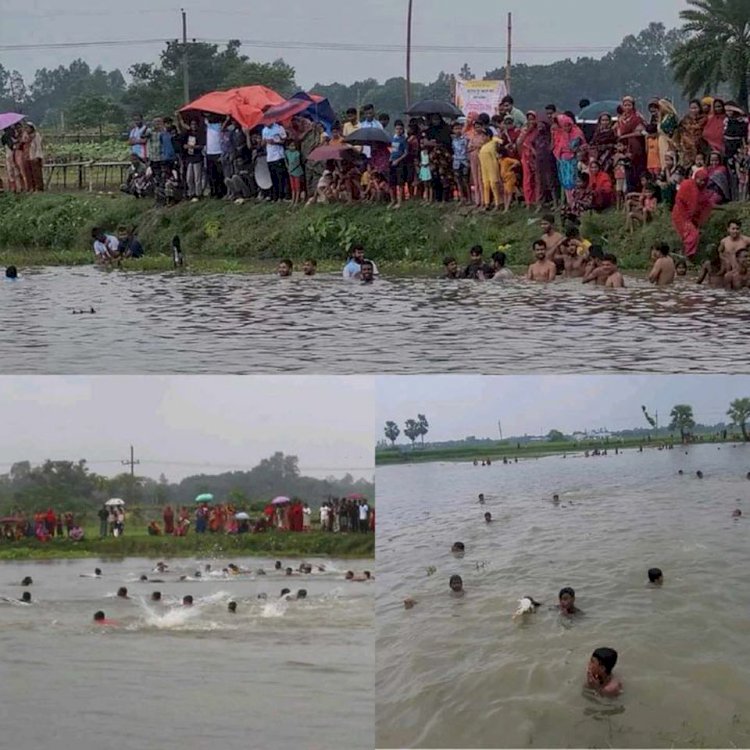 নওগাঁর ঐতিহ্যবাহী হাঁস ধরা প্রতিযোগিতা অনুষ্ঠান অনুষ্ঠিত