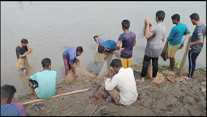 ঠাকুরগাঁওয়ের বুড়ীর বাঁধে অনুষ্ঠিত হলো মাছ ধরার উৎসব