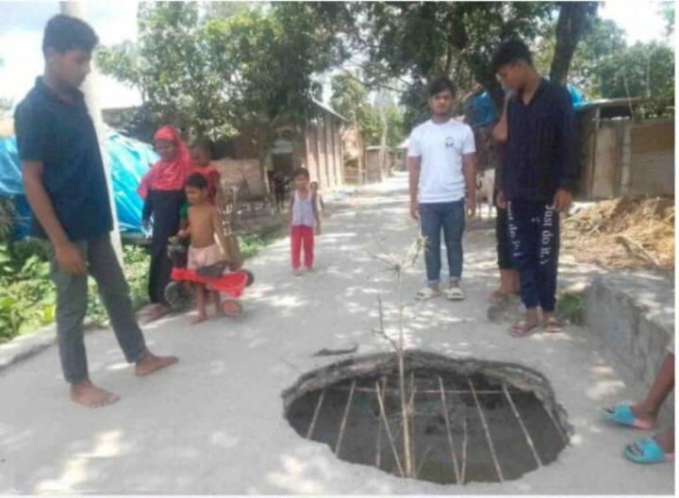 কালভার্টটির একপাশে ভেঙ্গে যাওয়ার কারণে দীর্ঘদিন ধরে এলাকার জনসাধারণ, পথচারী!