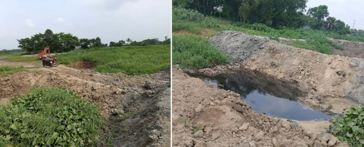 গণমাধ্যমে সংবাদ প্রকাশের পর বুড়িচংয়ে খালের অবৈধ বাঁধ অপসারণ